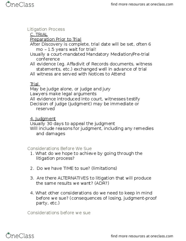 MGTS-312 Lecture Notes - Lecture 2: Alternative Dispute Resolution thumbnail