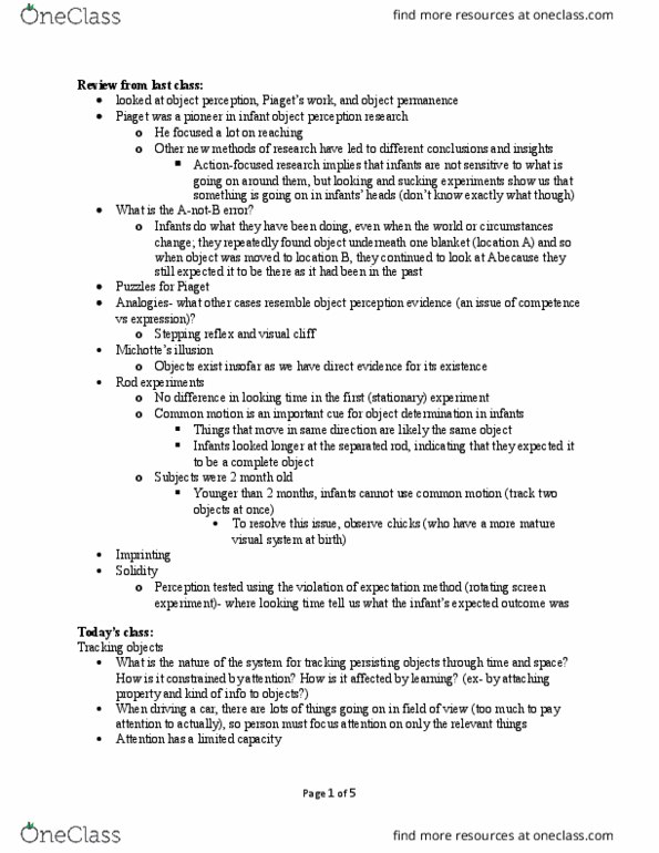 PSYC 101 Lecture Notes - Lecture 7: Habituation, Approximate Number System, Visual Acuity thumbnail