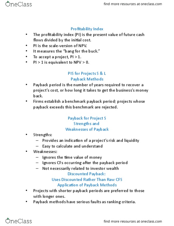 ACCT-311 Lecture Notes - Lecture 5: Capital Budgeting, Perfect Competition, Payback Period thumbnail