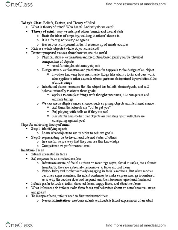 PSYC 101 Lecture Notes - Lecture 11: Dollhouse, Broccoli, Egocentrism thumbnail