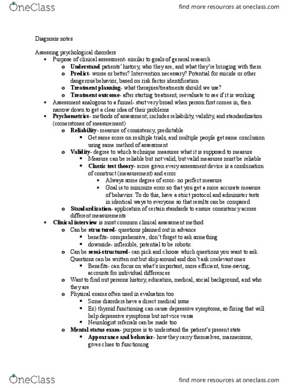 PSYC 155 Lecture Notes - Lecture 3: Face Validity, Externalizing Disorders, Dementia thumbnail