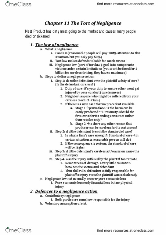 Management and Organizational Studies 2275A/B Chapter Notes - Chapter 11: Vicarious Liability, Product Liability, Contributory Negligence thumbnail