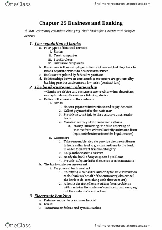 Management and Organizational Studies 2275A/B Chapter Notes - Chapter 25: Electronic Funds Transfer, Money Laundering, Negotiable Instrument thumbnail