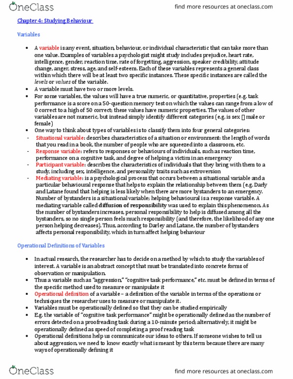 PSYB01H3 Lecture Notes - Lecture 4: Field Experiment, Dependent And Independent Variables, Confounding thumbnail