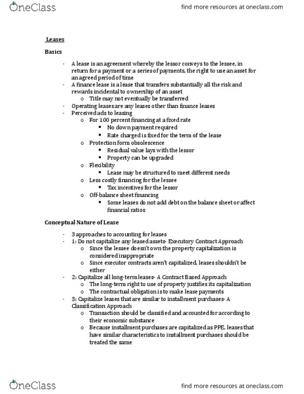 BU397 Chapter Notes - Chapter 20: Leaseback, Amortization Schedule, Book Value thumbnail