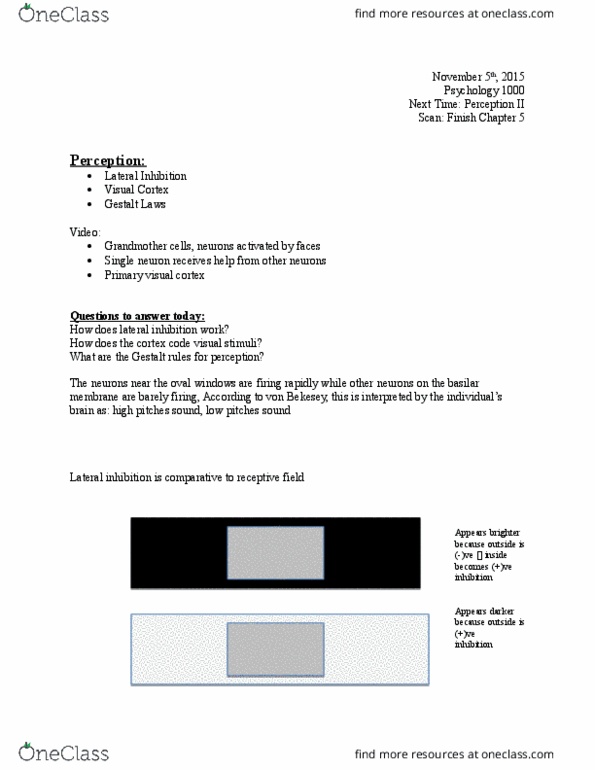 Psychology 1000 Lecture Notes - Lecture 16: Railways Act 1921, Max Wertheimer, Color Vision thumbnail