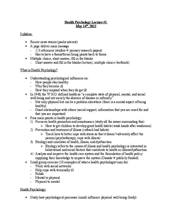 PSY333H1 Lecture Notes - Good And Evil, Fetus, Tuberculosis thumbnail