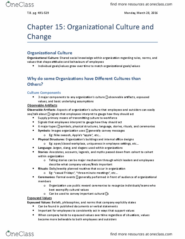 Management and Organizational Studies 2181A/B Chapter Notes - Chapter 15: Job Satisfaction, Procedural Justice, Job Performance thumbnail