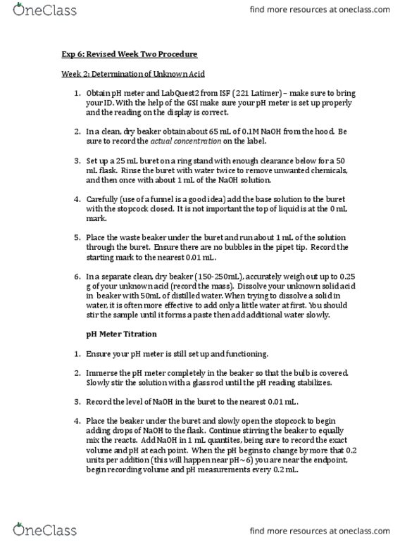 CHEM 1AL Lecture Notes - Lecture 6: Buffer Solution, Ph Meter, Stopcock thumbnail