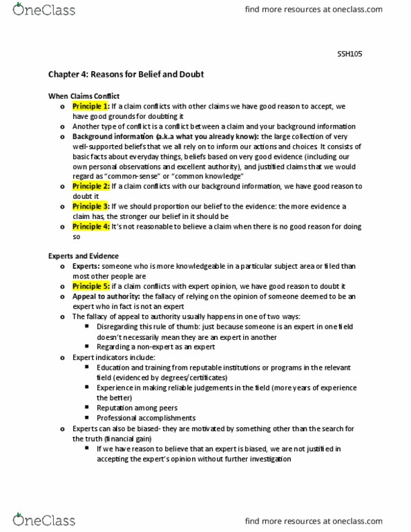 SSH 105 Chapter Notes - Chapter 4: Confirmation Bias thumbnail