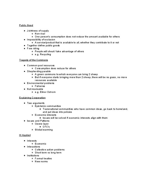 POLI 244 Lecture Notes - Collective Action, Ozone Layer, Global Warming thumbnail