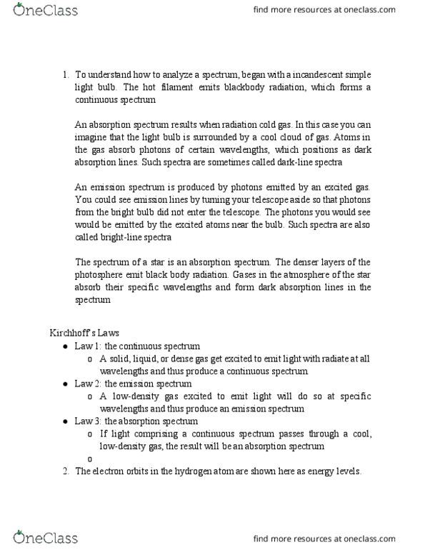 AS101 Lecture Notes - Lecture 3: Black-Body Radiation, Photon thumbnail