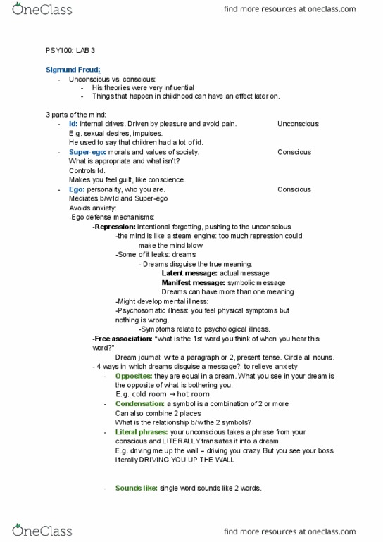 PSY100Y5 Lecture Notes - Lecture 3: Microanalysis, Lucid Dream, Cognitive Neuroscience thumbnail