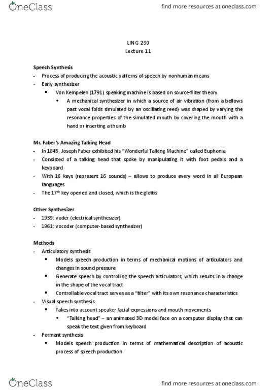 LING 290 Lecture Notes - Lecture 11: Sonorant, Pattern Matching, Phoneme thumbnail