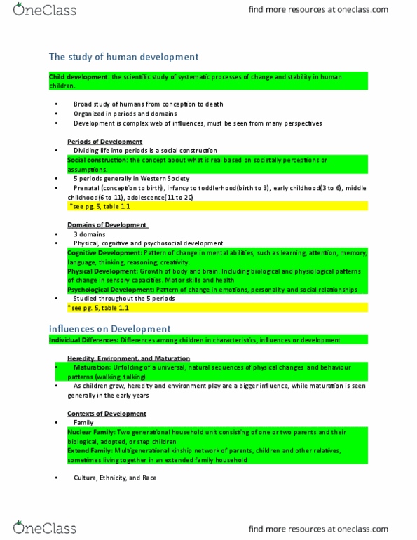 CLD 101 Chapter Notes - Chapter 1: Homo Sapiens, Child Development, Konrad Lorenz thumbnail