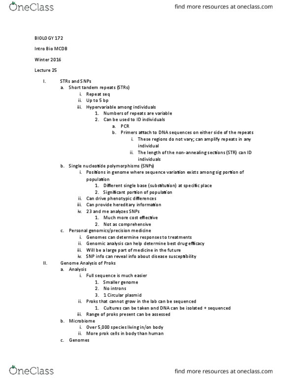 BIOLOGY 172 Lecture Notes - Lecture 25: Horizontal Gene Transfer, Gene Duplication, Microbiota thumbnail