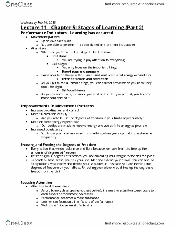 KP161 Lecture Notes - Lecture 11: Slow Learner, Descriptive Knowledge, Procedural Knowledge thumbnail