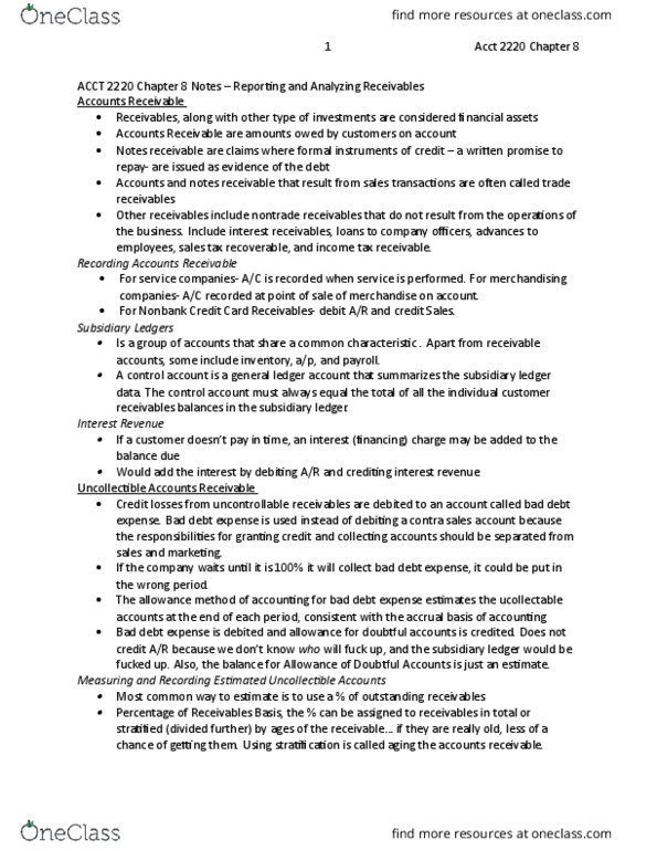 ACCT 2220 Chapter Notes - Chapter 8: Subledger, General Ledger, Accrual thumbnail