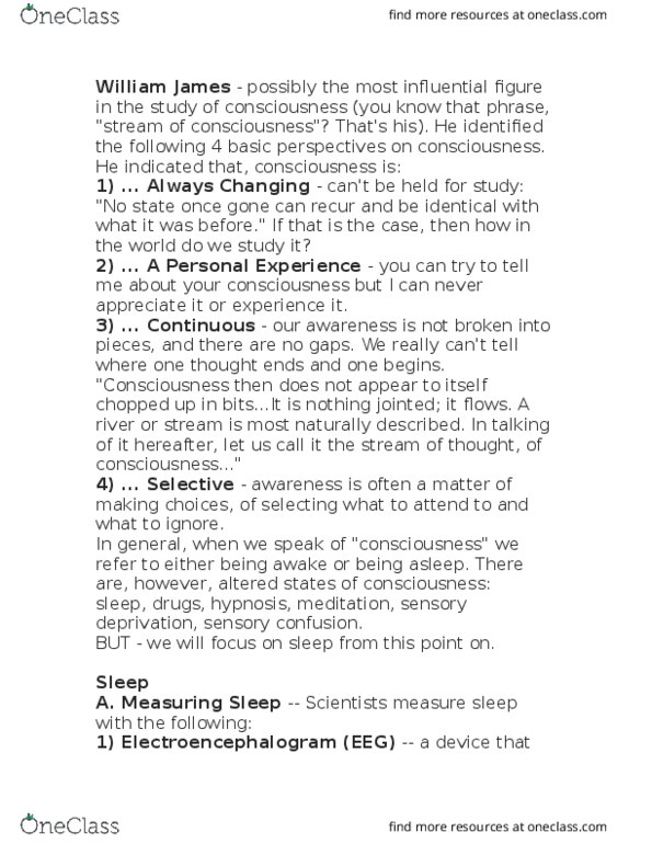 PSYC-275 Lecture Notes - Lecture 8: Sensory Deprivation, Electroencephalography, Electromyography thumbnail