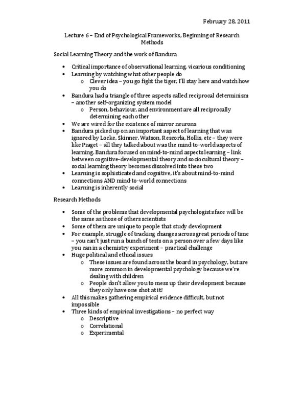 PSY210H1 Lecture Notes - Lecture 6: Structured Interview, Eyewitness Testimony, Habituation thumbnail