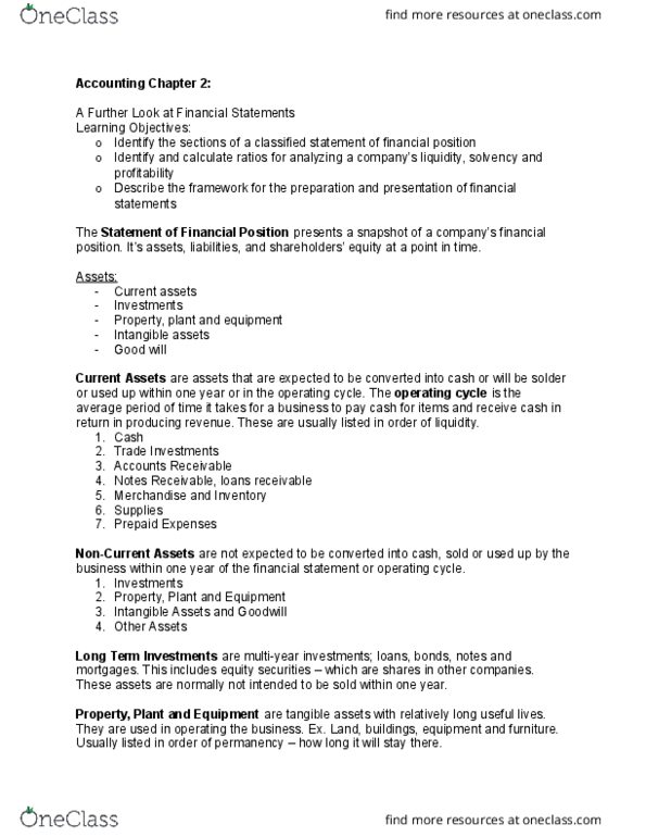 ACCT 2220 Lecture Notes - Lecture 2: Deferral, Book Value, Retained Earnings thumbnail