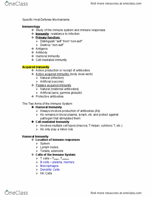 MCB 2004C Lecture Notes - Lecture 23: Haemophilus Influenzae, T Helper Cell, Humoral Immunity thumbnail