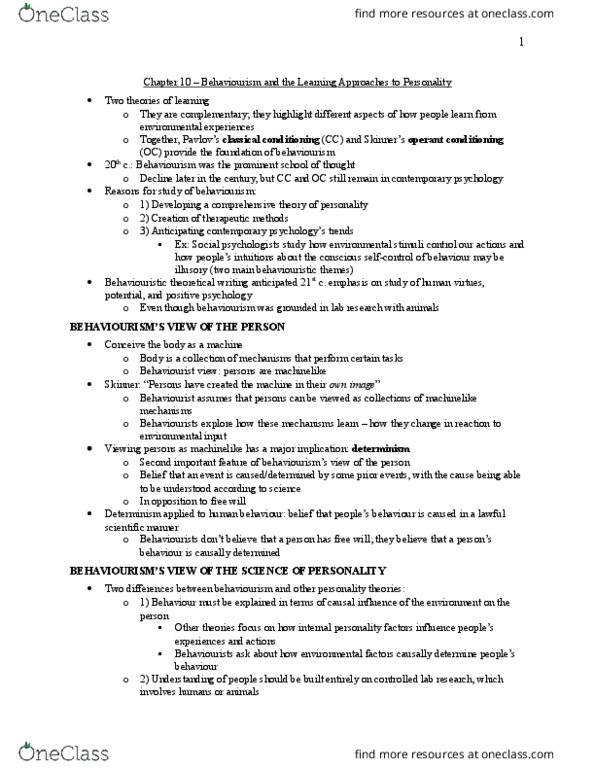 PSY 3303 Chapter Notes - Chapter 10: Joseph Wolpe, Systematic Desensitization, Classical Conditioning thumbnail