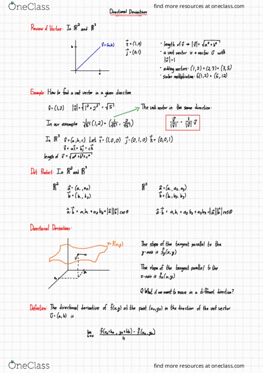 MATH 1XX3 Lecture Notes - Lecture 30: Directional Derivative, Unit Vector, Scalar Multiplication thumbnail