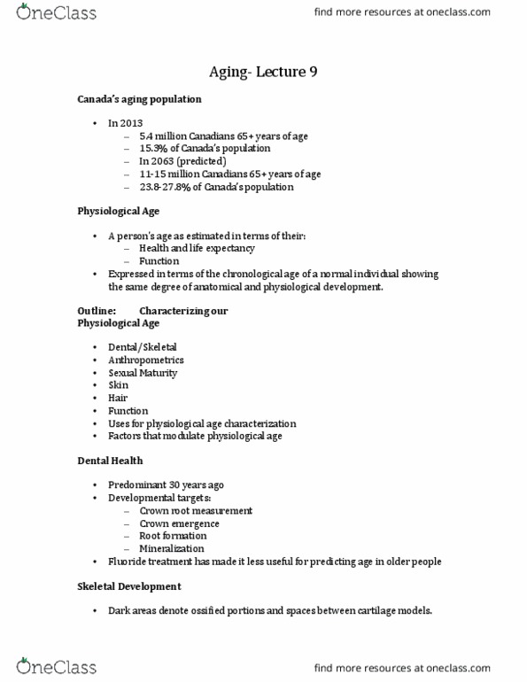 KINE 1020 Lecture Notes - Lecture 9: Anthropometry, Fluoride, Mesoderm thumbnail