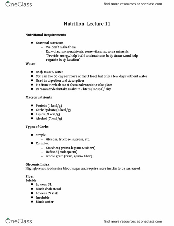 KINE 1020 Lecture Notes - Lecture 11: Glycemic Index, Diverticulitis, Hemorrhoid thumbnail