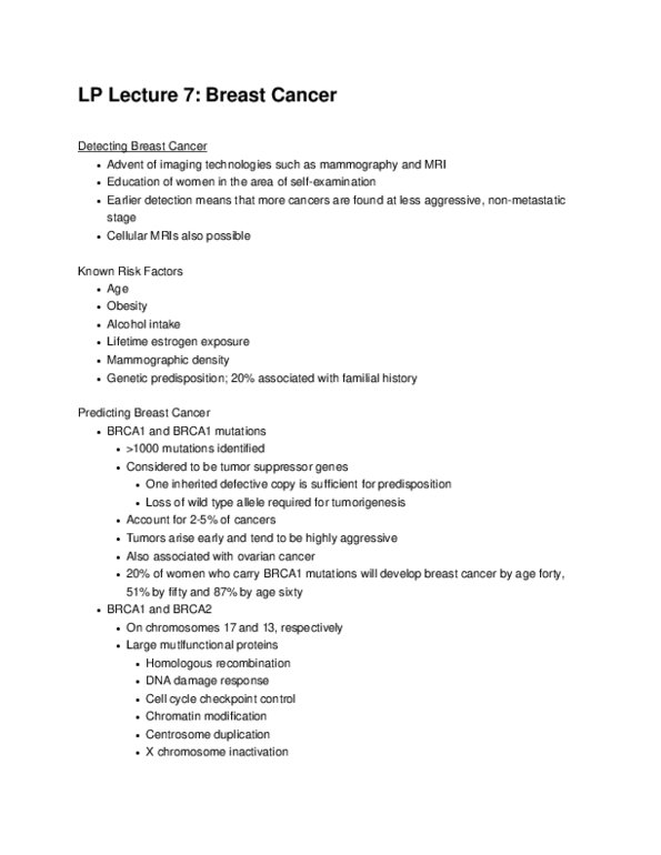 Anatomy and Cell Biology 4461B Lecture Notes - Lecture 4: Progesterone Receptor, Comedo, Monoclonal Antibody thumbnail