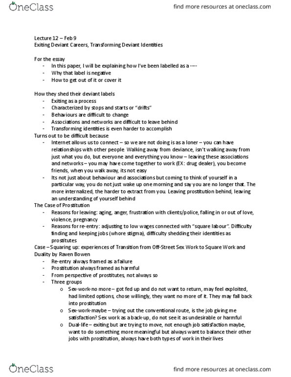 SOCIOL 2C06 Lecture Notes - Lecture 12: Ethnography, Coast City, 18 Months thumbnail