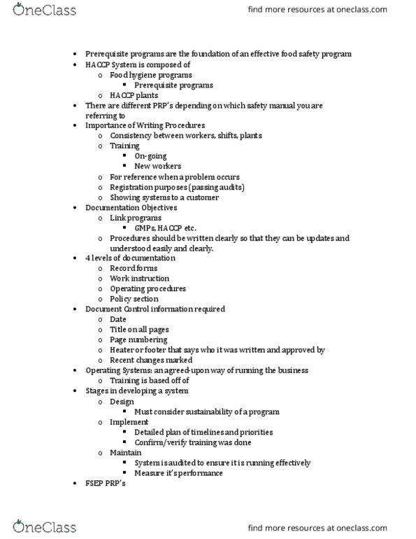 FOOD 4310 Lecture Notes - Lecture 1: Hazard Analysis And Critical Control Points, Management System, Bioluminescence thumbnail