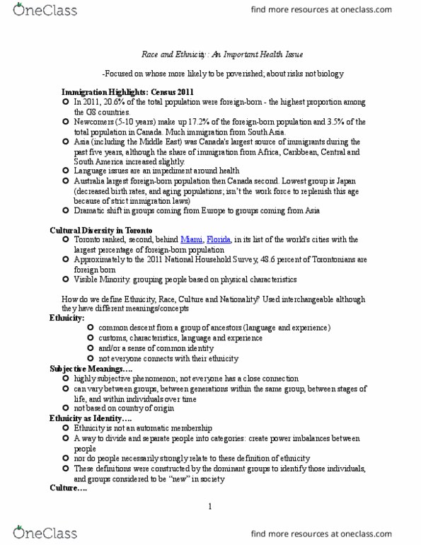 FNF 100 Lecture Notes - Lecture 10: Coronary Artery Disease, Multiracial, Informal Sector thumbnail