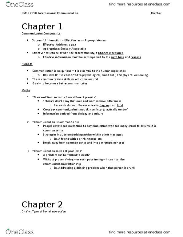 CMST 2010 Lecture Notes - Lecture 1: Impression Management thumbnail