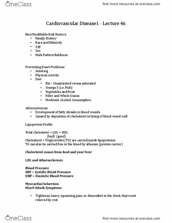 KINE 1020 Lecture Notes - Lecture 46: Cholesterol, Blood Vessel, Atherosclerosis thumbnail