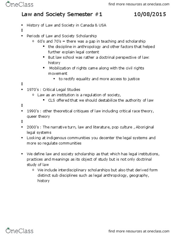 SOSC 2350 Lecture Notes - Lecture 1: Critical Legal Studies, Justifiable Homicide, Queer Theory thumbnail