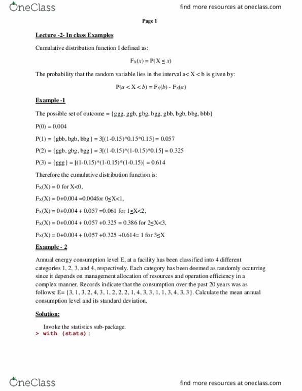 CEE 5048 Lecture Notes - Lecture 2: Cumulative Distribution Function, Random Variable, Standard Deviation thumbnail