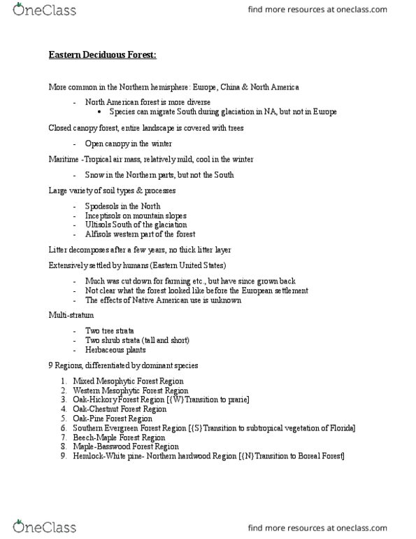 GEG 3114 Lecture Notes - Lecture 6: Fagus Grandifolia, Acer Pensylvanicum, Shade Tolerance thumbnail