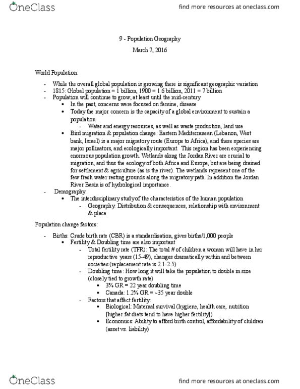 GEG 1302 Lecture 9: 9 - Population Geography thumbnail