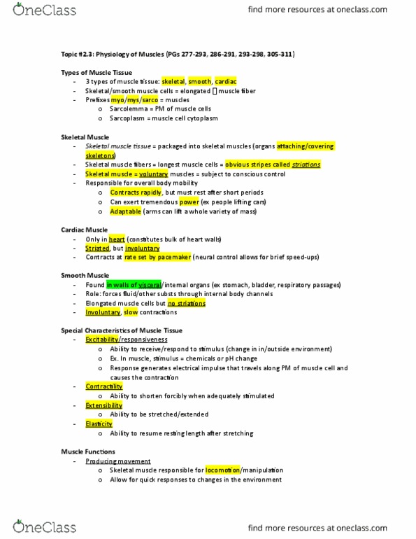 ANP 1105 Chapter Notes - Chapter 6: Skeletal Muscle, Endoplasmic Reticulum, Sliding Filament Theory thumbnail