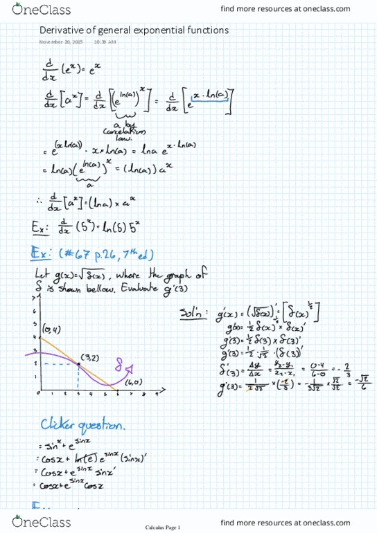 MA110 Lecture 30: Derivative of general exponential functions thumbnail