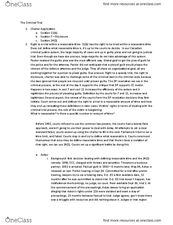 LAWS 3306 Lecture Notes - Lecture 3: Criminal Law Of Canada, Due Process, Extortion thumbnail