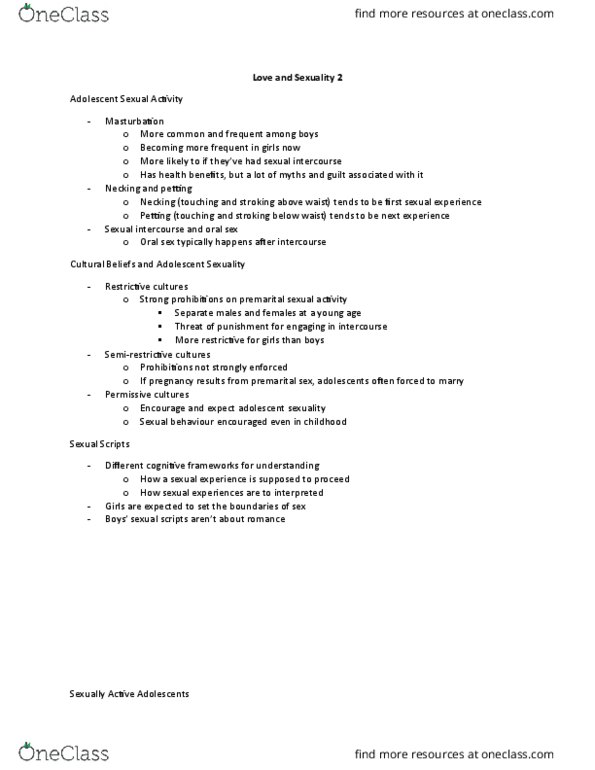 FRHD 2280 Lecture Notes - Lecture 17: Premarital Sex, Sexual Intercourse, Date Rape thumbnail