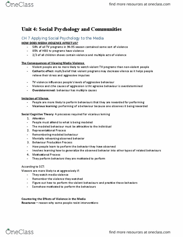 PSYC340 Chapter Notes - Chapter 7, 12: Community Psychology, Rape Fantasy, Social Cognitive Theory thumbnail