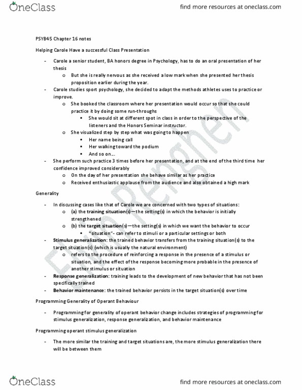 PSYB45H3 Chapter Notes - Chapter 16: Developmental Disability, Behavior Management thumbnail