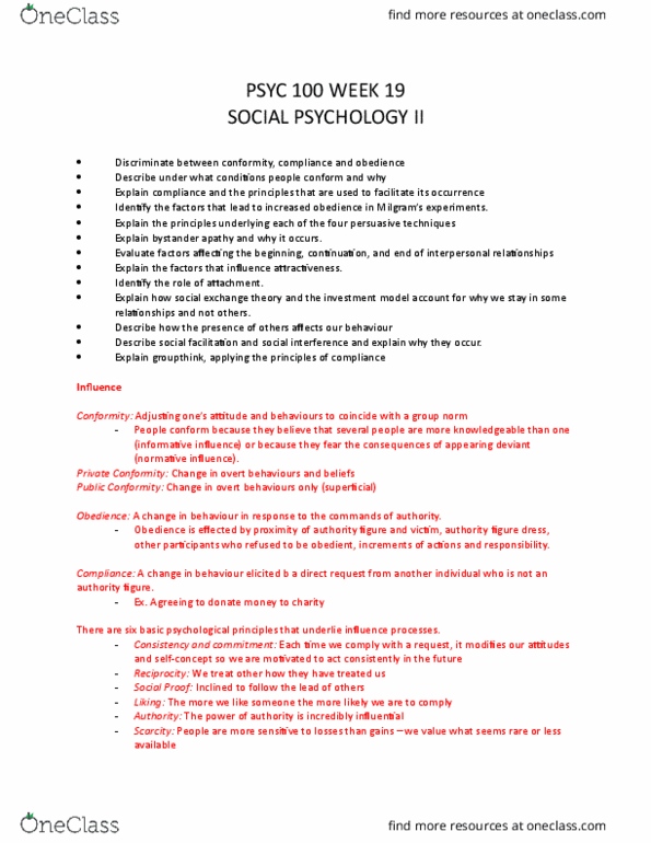 PSYC 100 Chapter Notes - Chapter 19: Social Exchange Theory, Kraljevi Ulice, Cupcake thumbnail