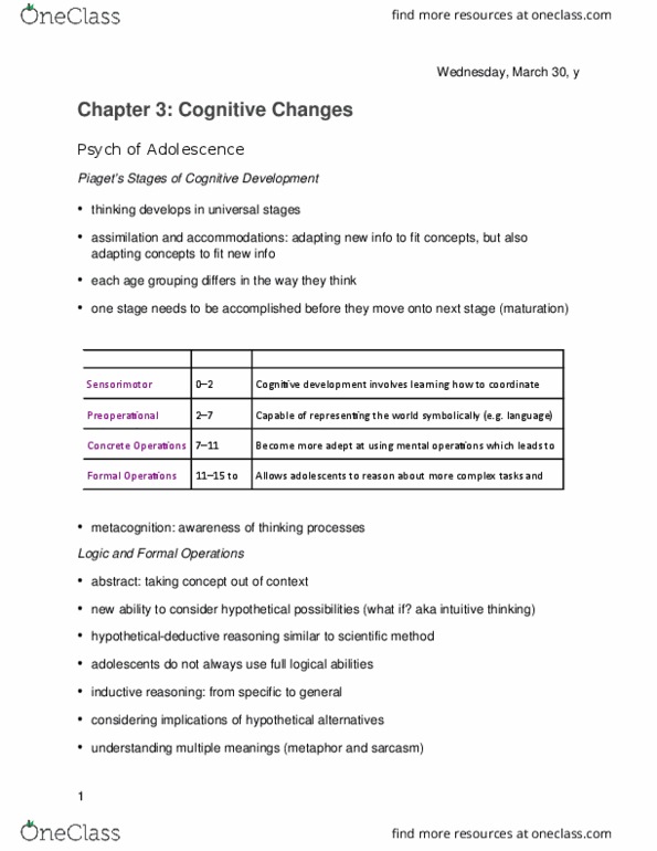 PSY 3105 Lecture Notes - Lecture 3: Matura, Imaginary Audience, Frontal Lobe thumbnail