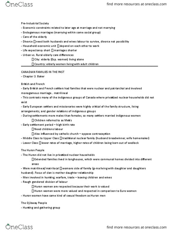 SOCIOL 2U06 Lecture Notes - Lecture 6: Nuclear Family, Indian Act, Chain Migration thumbnail