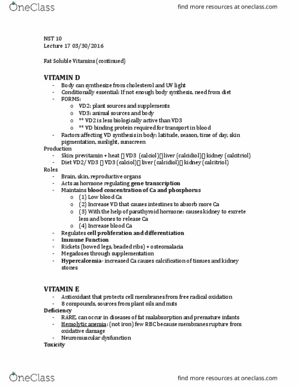 NUSCTX 10 Lecture Notes - Lecture 17: Calcifediol, Calcitriol, Osteomalacia thumbnail